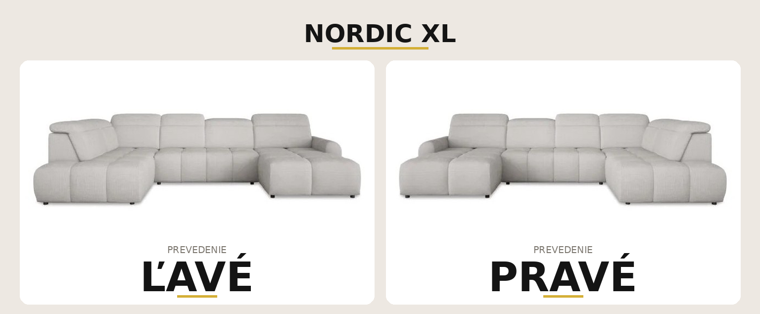 Sedacia súprava NORDIC XL – ľavé a pravé prevedenie